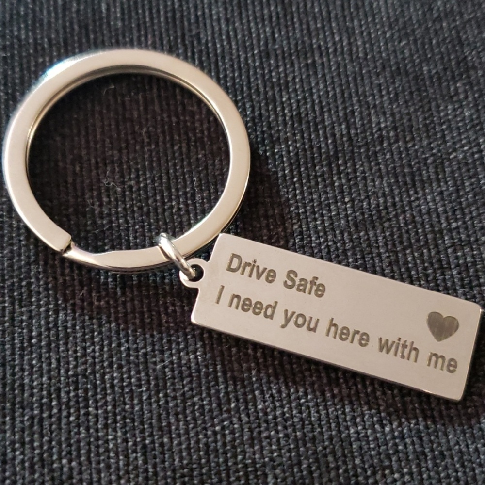 ❤Custom Drive Safe Engraved Keyring (Silver)❤